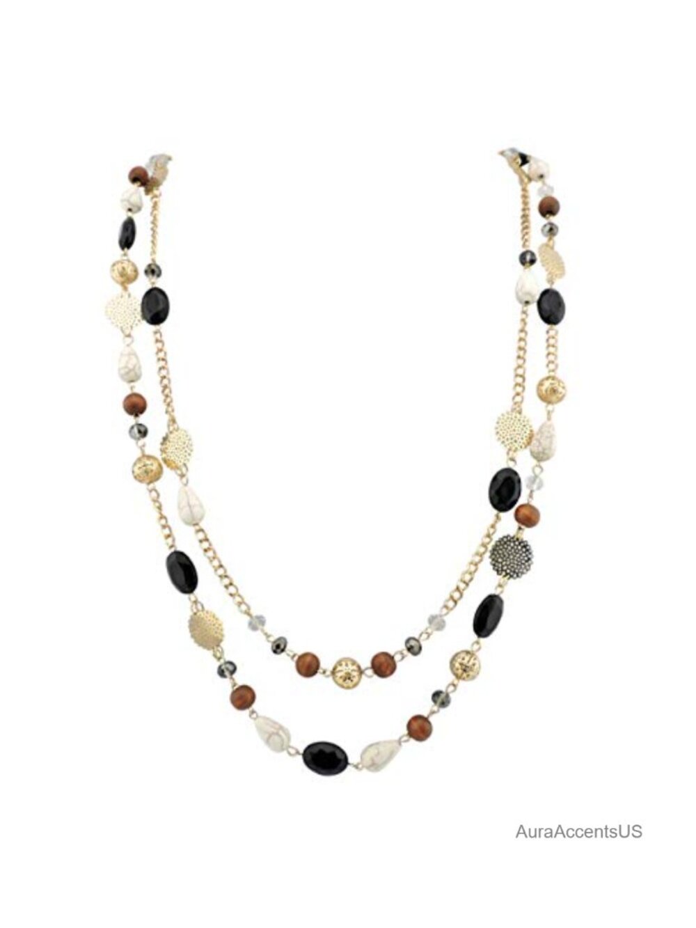 Boho Layered Crystal Beaded Long Necklace Adjustable Women's Fashion Jewelry